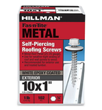 Hillman 47726 White Painted Head Self-Piercing Sheeter Screw #10 x 1", 102-Pack
