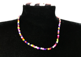 Handmade Rainbow Beaded Necklace, Colorful Y2K Indie Choker, Multi-Color Summer Bead Jewelry with Adjustable Extension