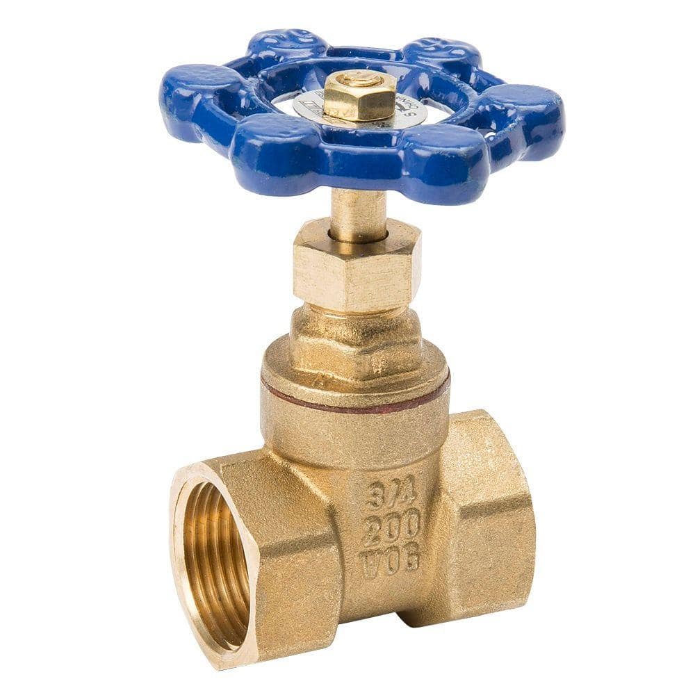 3/4 in. x 3/4 in. Brass FPT Compact-Pattern Threaded Gate Valve ...