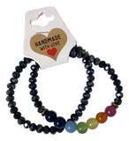 Handmade Dark Crystal-like Chakra Accent Bracelet Set