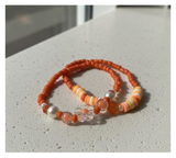 Handmade Orange & Pearl Bloom Beaded Bracelets, Teen Jewelry