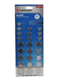 JobSmart BC50 Assorted Button Cell Batteries LR44, CR2016, CR2025, CR2032, 50-Pc