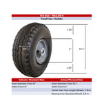 Generic PR 1806 Sawtooth Tread 10 in. Pneumatic Wheels, 4.10/3.50-4, 0.63" Bore