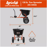 Agri-Fab 45-0463 Metal Black Tow Behind Broadcast Spreader 130lb Capacity