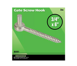 Hardware Essentials 851911 Zinc-Plated Gate Screw Hook, 3/4 in. x 6 in.