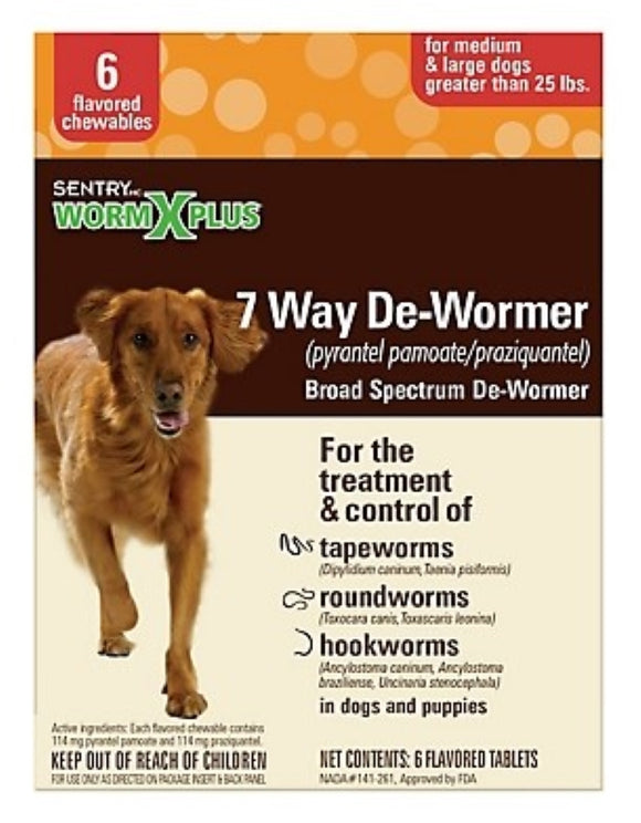 Sentry 3978 7-Way Dewormer Treats for Large Dogs, 6 ct.