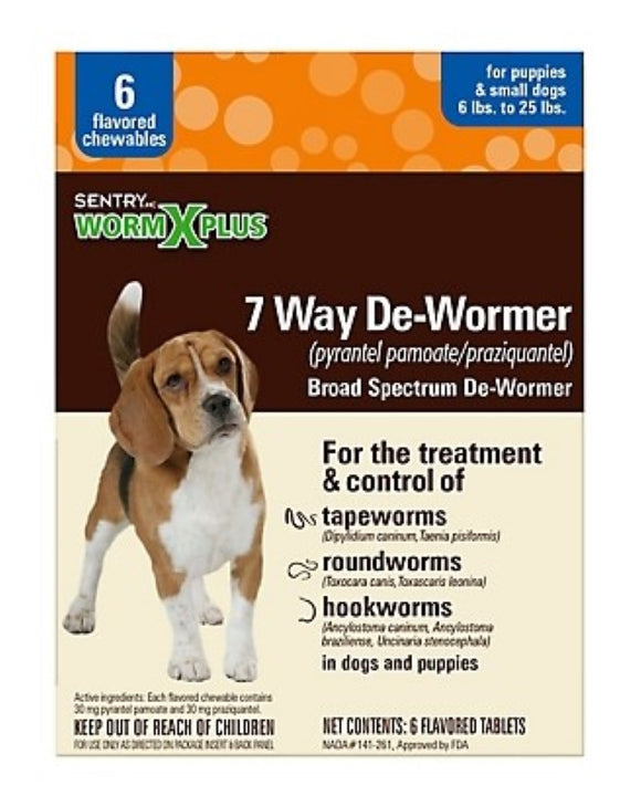 Sentry 3977 7-Way Dewormer Treats for Small Dogs, 6 ct.89-132 lb., 3 ct.