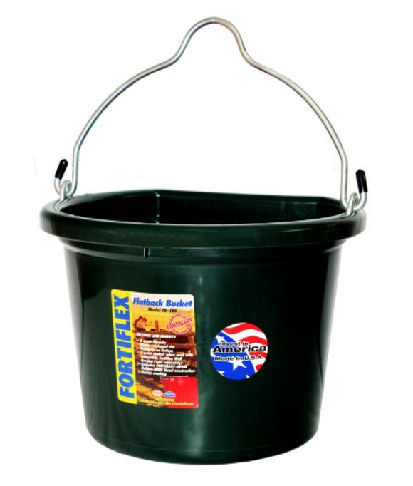 Fortiflex 1301802 2 gal. Flat Back Horse Feed  Bucket, Hunter Green