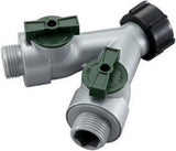GroundWork GC-633 Metal Dual Hose Connector 3/4 Inch with Shutoff Aluminum