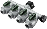 GroundWork GC-636 Metal Manifold  3/4 Inch 4 Way 60 PSI Max Pressure Aluminum