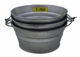 Generic 101T-3PK Hot Dipped-Zinc Steel 1 Quart cap. Round Low Flat Tubs, 3 Pack