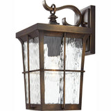 Barrington 1-Light Golden Bronze Outdoor 14 in. Wall Lantern Sconce with Clear Water Glass