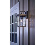 Barrington 1-Light Golden Bronze Outdoor 14 in. Wall Lantern Sconce with Clear Water Glass