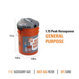 5 Gal. 1.75-Peak HP Wet/Dry Shop Vacuum Powerhead with Filter Bag and Hose (compatible with 5 Gal. Homer Bucket)