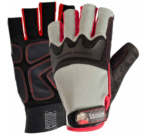 Grease Monkey 22103-23 Men's Pro Fingerless Work Gloves- Gray/Black, Large