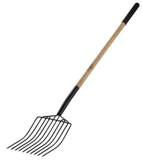 GroundWork YN-F-039L 10.5" Carbon Steel Bedding Fork w/ Hardwood Handle, 10 Tine