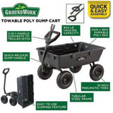 GroundWork GW-5-2 Pro Series Poly Dump Cart 800lb Capacity Convertible Steel