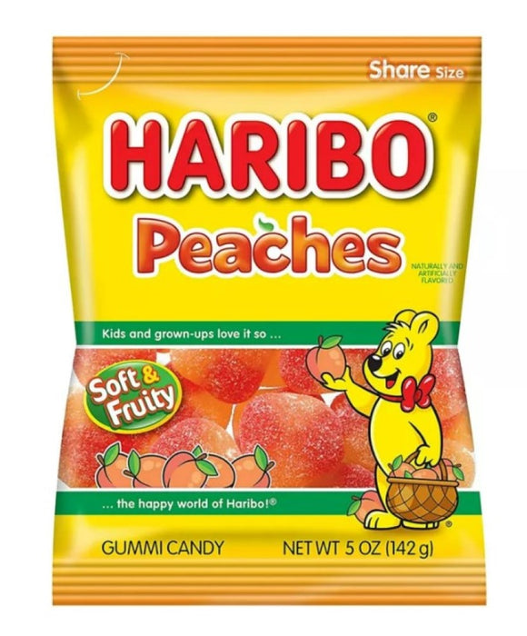 Haribo 116333 America Peaches Soft & Fruity Gummies Candy 5 oz. Bag, Pack of 1