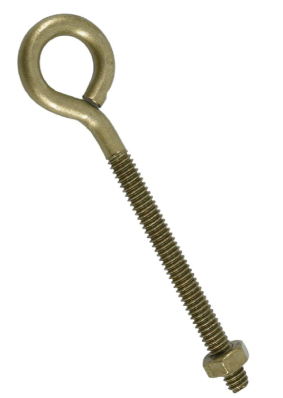 Hardware Essentials 322612 Gold-Plated  Fg Eye Bolt with Hex Nut, 1/4-20X4