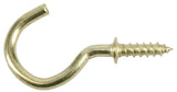 Hardware Essentials 851850 3/4 in. Cup Hooks, Brass, 3lbs Wt. Capacity, 2-Pk