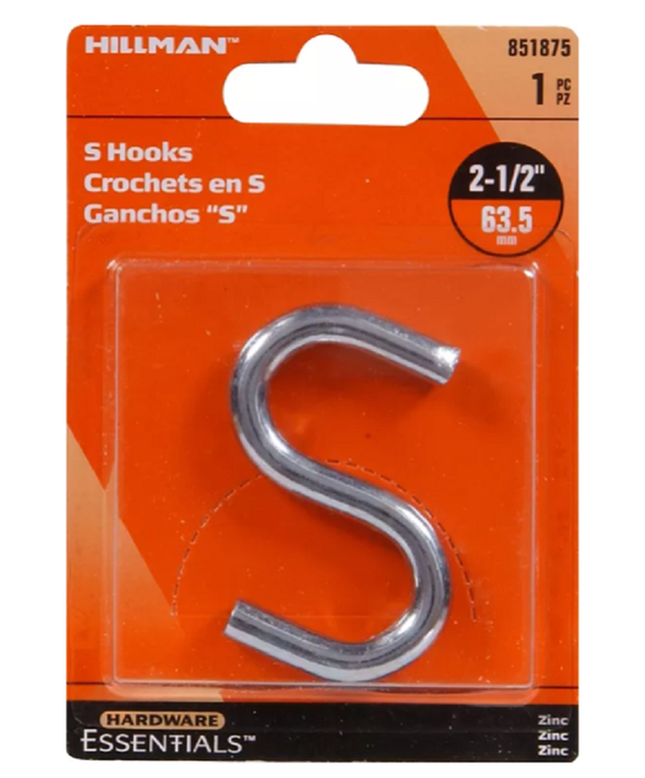 Hardware Essentials 851875 S-Hook Zinc (0.307