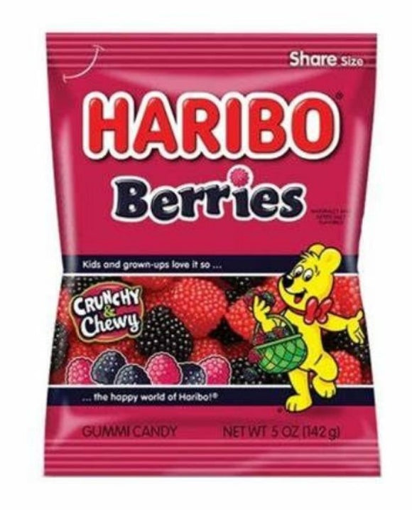 Haribo HAR70522 Berries Crunchy & Chewy Gummies Candy 5 oz. Bag, Pack of 1