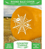 Country Canvas HBCWITCH Reusable Halloween Hay Bale Cover Orange with Spider Web