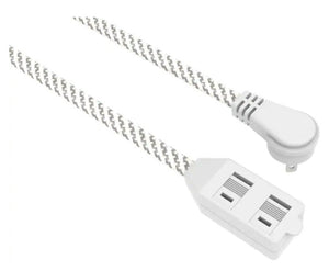 HDX LTS-B2/A19 12 ft. 16/2 Braided Extension Cord with Safety Cover White & Grey