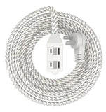 HDX LTS-B2/A19 12 ft. 16/2 Braided Extension Cord with Safety Cover White & Grey