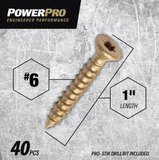 Hillman Power 116782 Pro ONE Flat Bronze Multi-Material Screws (#6 x 1"), 40 Pcs