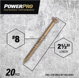 Hillman 116791 Power Pro ONE Flat Multi-Material Screws (#8 x 2-1/2")