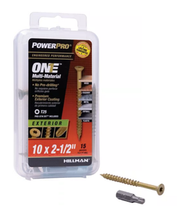 Hillman 116802 Power Pro Exterior Bronze Multi-Material Screws(#10x2-1/2")