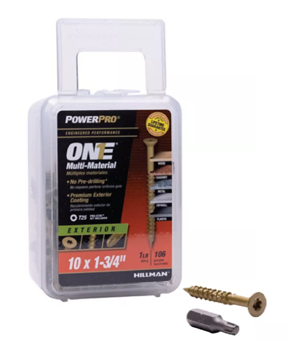 Hillman 116842 Power Pro Exterior Bronze Multi-Material Screws (#10x1-3/4