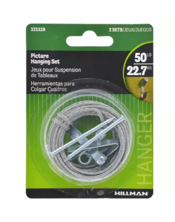 Hillman 121128 Picture Hanging Kit 50lb (2 Sets), 9-Piece