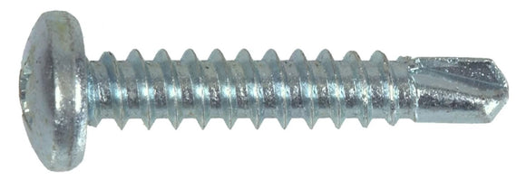 Hillman #6 x 3/8 in. Zinc-Plated Pan Head Phillips Self-Drilling Screw, 100 pcs.