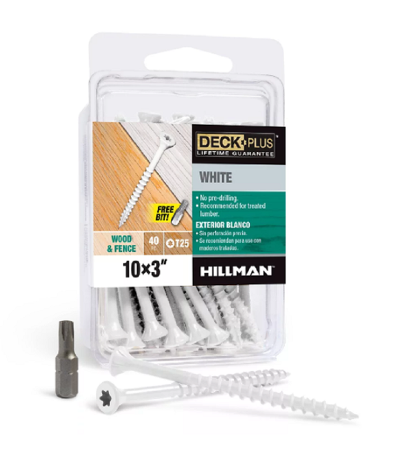 Hillman 42661 Deck Plus White Deck Screws (#10 x 3