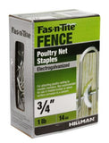 Hillman 461296 Fas-N-Tite Electro-Galvanized Barbed Poultry Staples 3/4 in.