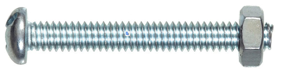 Hillman 7668 Zinc-Plated Head Machine Screw with Nut  #8-32 x 3/4 in.