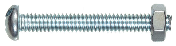 Hillman 7737 Zinc-Plated Head Machine Screw and Nut 1/4 in. x 3 in., 3-Pack