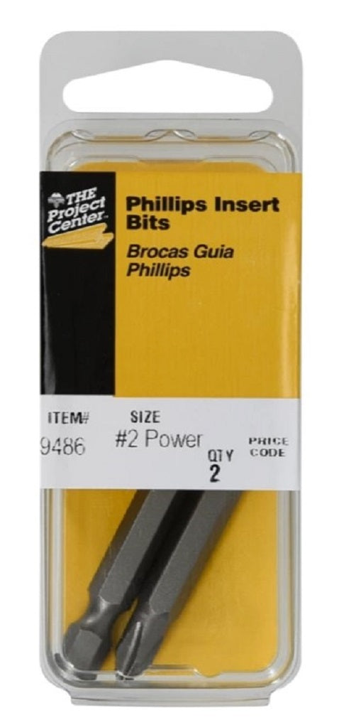 Hillman 9486 #2 Phillips Drive, Power Insert Bit for Metal & Wood - 1-15/16 in.