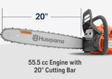 Husqvarna 970613220 455 Rancher Gas Powered Chainsaw, X-Torq 55.5cc Engine