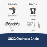 Husqvarna 529475072 20 in. Chainsaw Chain 72 Drive Links X-Cut S83G