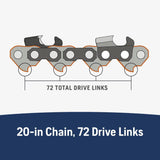 Husqvarna 529475072 20 in. Chainsaw Chain 72 Drive Links X-Cut S83G