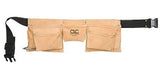 CLC I370X3 Suede Leather 8-Pocket Heavy-Duty Tool Work Belt Apron Tan Medium