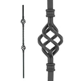 44 in. x 1/2 in. Matte Black Metal Double Basket Baluster