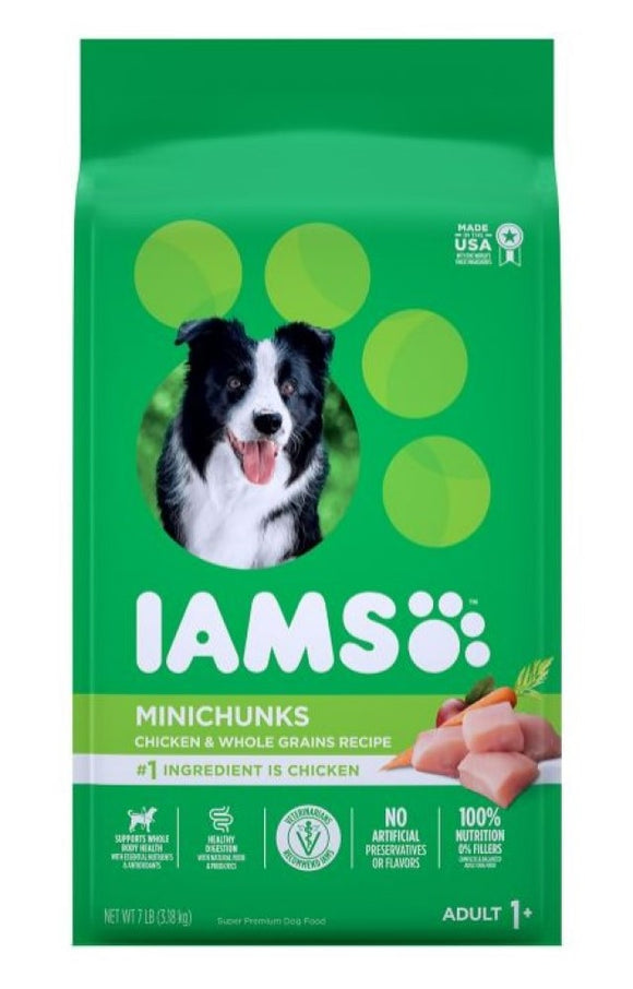 Iams 10171569 MiniChunks Small Kibble Chicken & Whole Grain Dry Dog Food 7 lb.