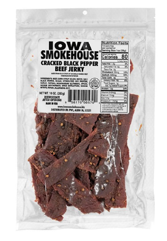 Iowa Smokehouse IS-10JP Cracked Black Pepper Beef Jerky, 10 oz.