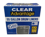 Revolution DL55C Heavy Duty Clear Drum Liner Trash Bags, 55 gal., 60-Pack