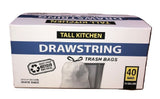 Revolution JAD40DS Drawstring Kitchen Trash Bags, 13 gal., 40 ct.