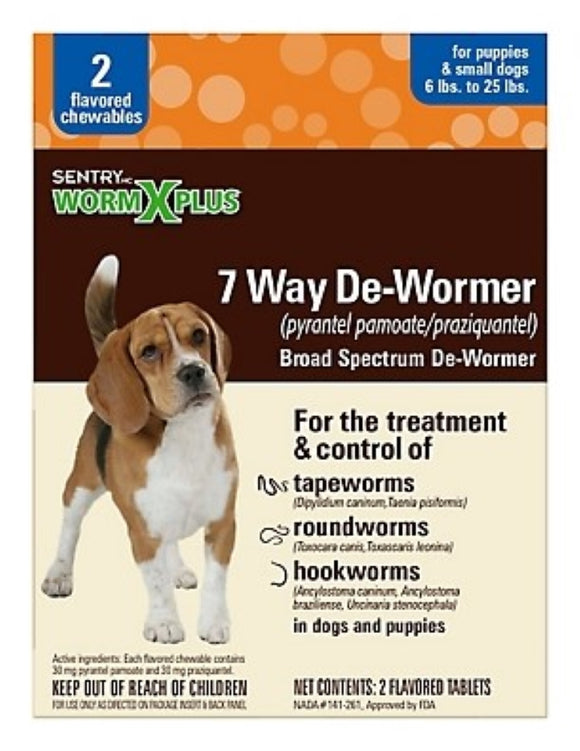 Sentry 3975 7-Way Dewormer Treats for Small Dogs, 2 ct.